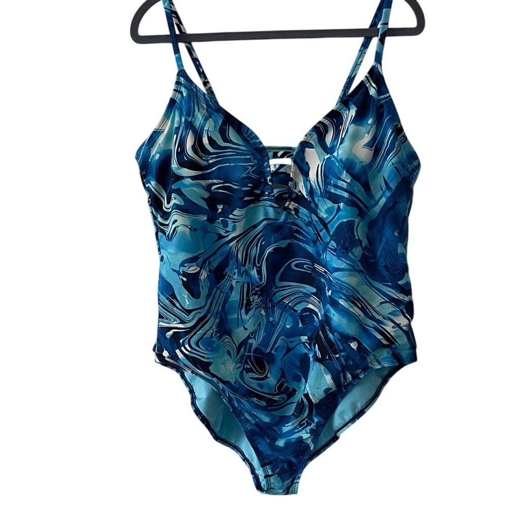 Peyton & Parker Blue Swirl Womens One Piece‎ Swimsuit XXL